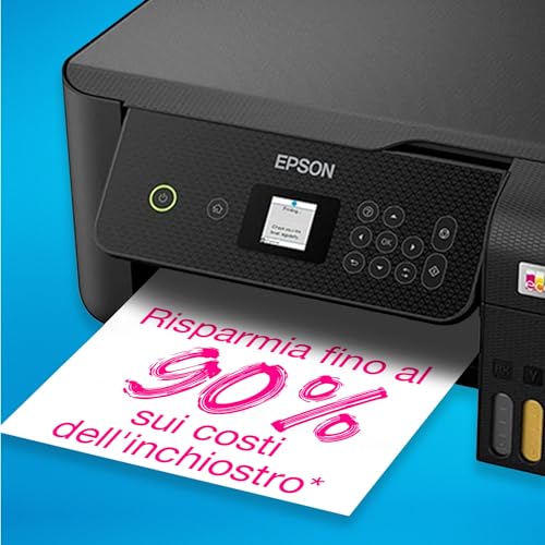 EPSON EcoTank ET 2820 stampante Multifunzione A4 (stampa, copia, scansione) USB, Wi Fi Direct, display LCD 3,7 cm, serbatoi flaconi alta capacità, Epson Smart Panel, fronte/retro, Nero : Informatica