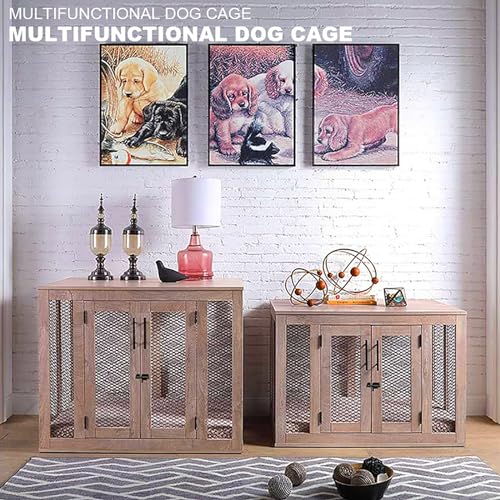 Gabbia per cane in Metallo Legno Mobile Kennel per Cani da Interno Kennel cane Medio Piccolo con Maniglia e Chiavistello Cuccia Moderna da Interno per Cani fino a 60 kg. (Size : 94x60x67cm) : Amazon.it: Prodotti per animali domestici