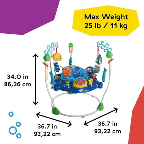 Baby Einstein, Centro Giochi e Attività Neptune's Ocean Discovery, 15 Giochi e Attività, 3 Lingue, Girello con Musica e Luci, Sedile Girevole a 360°, Regolabile, a Partire da 6 Mesi : Prima infanzia