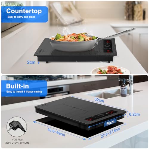 Piano Cottura Induzione con Flex zone, AMZCHEF Piastra a Induzione 2 Fuochi con 9 Livelli di Potenza, Riscaldamento Intermittente, Serrature e timer di sicurezza,Controllo Touch Slide,3300W,grigio : Amazon.it: Grandi elettrodomestici