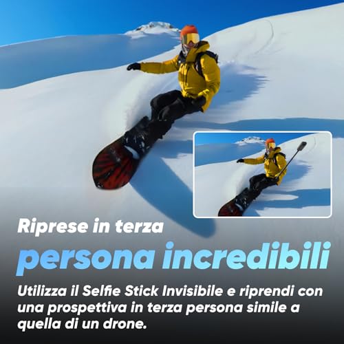 Insta360 X3 con Set di Adesivi Ufficiali   Action cam 360 Impermeabile con sensori 1/2" da 48 MP, video Active HDR 360 da 5.7K, foto 360 da 72 MP, obiettivo singolo 4K, stabilizzazione : Elettronica