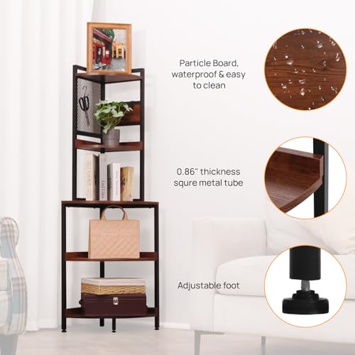 ALBAD Scaffale angolare a 5 ripiani, 150 cm, con struttura in metallo, libreria angolare in legno, espositore per piante, per bagno, soggiorno, cucina : Amazon.it: Casa e cucina