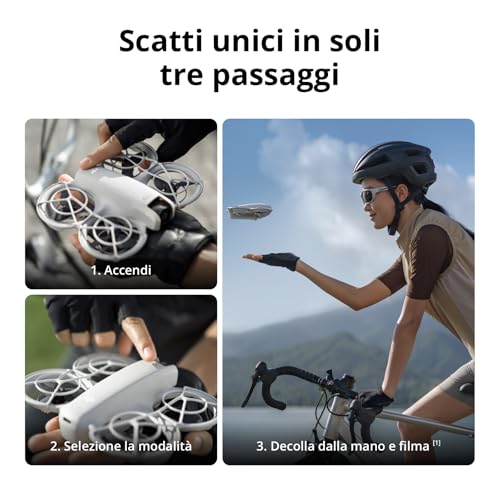DJI Neo, mini drone con fotocamera UHD 4K per adulti, 135g drone che vola da solo e ti segue, decollo dalla mano, tracciamento IA del soggetto, QuickShot, video stabilizzati, (senza radiocomando) : Amazon.it: Elettronica