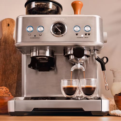 Cecotec Macchina da Caffè Espresso Barista Power Espresso 20 Barista Maestro 2250 W, 20 Bar, Manometro e 2 Termoblocchi, Serbatoio per Chicchi di Caffè, Macinino con 20 Livelli, Vaporizzatore : Amazon.it: Casa e cucina