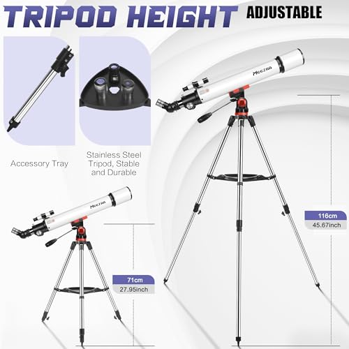 MEEZAA Telescopio, Telescopio Astronomico Professionale Adulti, 70/700mm AZ Telescopio Rifrattore per Bambini e Principianti, Telescopio portatile e potente 28x 210x con Treppiede, Adattatore Telefono : Elettronica