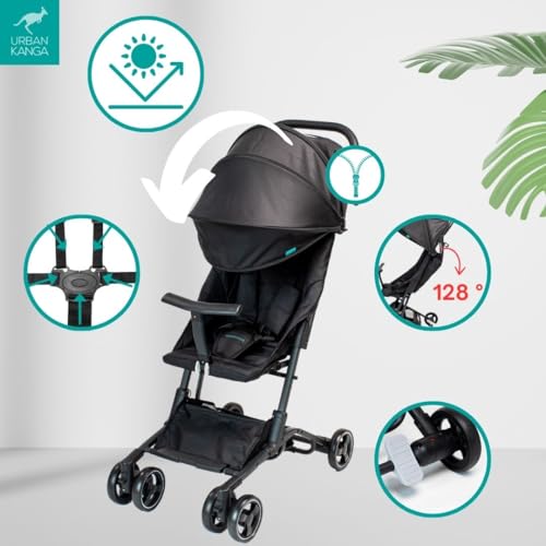 Urban Kanga Bandicoot Passeggino da Viaggio Leggero per Aereo fino a 25 kg (Nero) : Prima infanzia