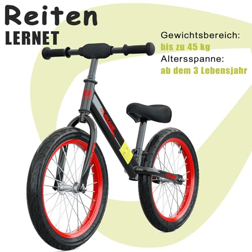 Balance Bike Per Bambini (Da 3 Anni A 45 Kg), Telaio In Acciaio Al Carbonio, 16 Pollici, Manubrio E Sellino Regolabili, Balance Bike Da Esterno Per Ragazzi E Ragazze : Giochi e giocattoli