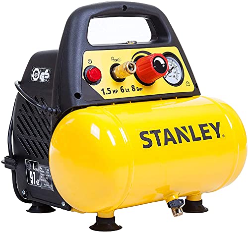 Stanley D 200 Compressore 6 Lt 1,5Hp, Pressione Max 8 Bar/116 Ps, Rumorosità 97 Db, ‎38 x 38 x 35 cm, 9 Kg & Tubo Spiralato 10 Metri Attacco Rapido : Amazon.it: Fai da te