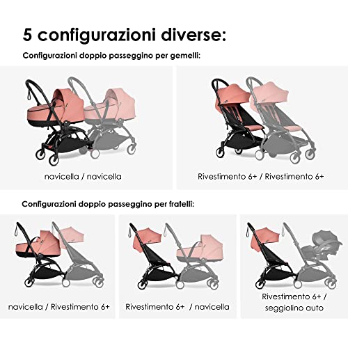 BABYZEN YOYO Connect, Bianco   Trasforma il tuo passeggino YOYO2 in un passeggino doppio   Compatto e maneggevole : Prima infanzia