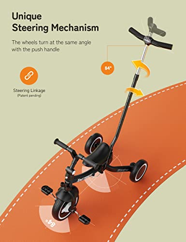besrey Triciclo per Bambini 7 in 1 con Maniglia di Spinta per il Genitore a 5 Altezza per 1 5 Anni, Triciclo per Bambini Pieghevole, Bici per Bambini con Frizione a Ruota, Ruote Più Grandi, nero : Giochi e giocattoli