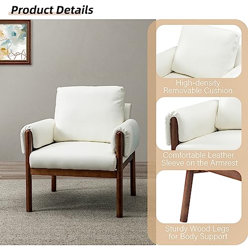 HULALA HOME Sedia da Lettura Sedia Laterale Moderna Rimovibile Cuscini per Schienale e Braccioli Imbottiti Extra Spessi Divani Sedie Gambe in Legno Massello per Soggiorno Camera da Letto Bianco : Amazon.it: Casa e cucina