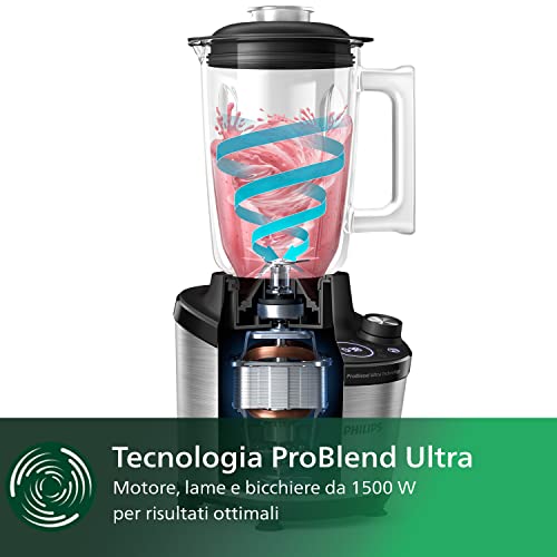 Philips Domestic Appliances 7000 Series Frullatore, 1500 watt, 2 litri, Tecnologia PowerBlend Ultra, Funzione di Pulitura Rapida, Ricette con HomeID App (HR3760/10) : Amazon.it: Casa e cucina