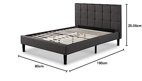 Zinus Lottie Letto 80x190 cm   Struttura letto 35 cm di altezza   Struttura letto imbottita con supporto a doghe in legno   Grigio : Casa e cucina