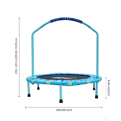 Mini trampolino pieghevole per bambini da 38 '' con corrimano in schiuma regolabile e copertura protettiva imbottita di sicurezza per esercizi Bungee Rebounder Jumper per interni ed esterni per : Sport e tempo libero