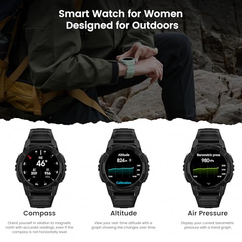 KOSPET TANK S2 Smartwatch Uomo Donna, GPS, Impermeabile 5ATM/IP69K, Bussola/Barometro/Altimetro, 176 Modalità Sportive, 24H Monitoraggio del Sonno, Compatibile iOS/Android (Nero Elegante) : Elettronica
