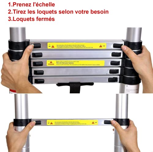 Nictemaw 5M Scala Telescopica in Alluminio Scala Retrattile pieghevole, Capacità 150kg (2,5M 2,5M) : Amazon.it: Fai da te