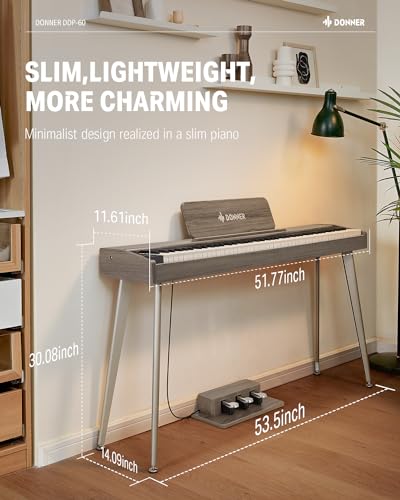 Donner DDP 60 Pianoforte digitale a 88 tasti per principianti, tastiera elettrica con tasti sensibili alla velocità, 128 voci, 83 ritmi, 8 effetti di riverbero, 5 curve di intensità, grigio : Amazon.it: Strumenti Musicali