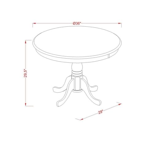 East West Furniture ANQU5 WHI W   Set dinette per 4 persone, con tavolo rotondo da cucina con piedistallo e 4 sedie, 91 x 91 cm : Casa e cucina