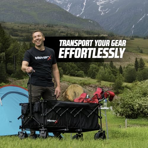 MoverX Carrello da festival su ruote, carro pieghevole, carrello da campeggio portatile, carrello pieghevole per spiaggia, giardino, picnic, shopping, pesca, ruote larghe, manico regolabile, 300 l, : Amazon.it: Giardino e giardinaggio
