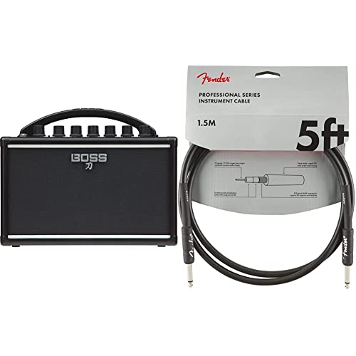 BOSS KTN MINI Amplificatore Katana per Chitarra Portatile, un ampli compatto che vi segue ovunque & Fender 099 0820 026 Cavo per Strumenti Serie Professionale 5 piedi, STR/STR, Nero : Strumenti Musicali