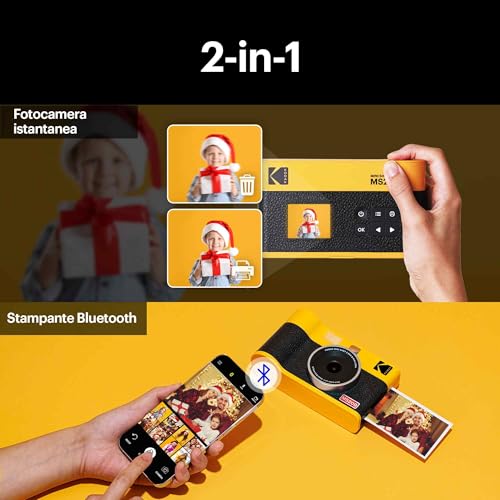 KODAK Mini Shot 2 Era Regalo di Natale 4PASS 2 in 1 Fotocamera Istantanea & Stampante Fotografica (Fotocamera Istantanea   8 Fgoli inclusi   Pacchetto accessori e 60 Fogli, Giallo) : Elettronica