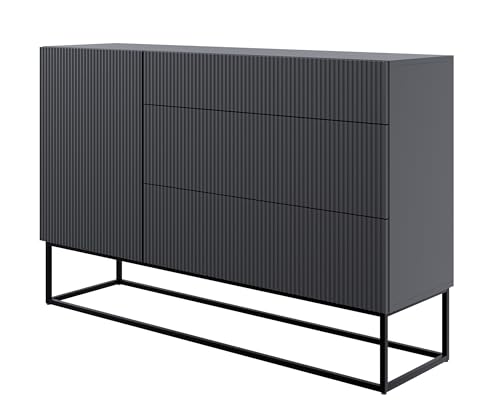 Selsey Cassettiera Armadio 140 cm con 3 cassetti e 1 anta nera gambe nere Veldio : Amazon.it: Casa e cucina