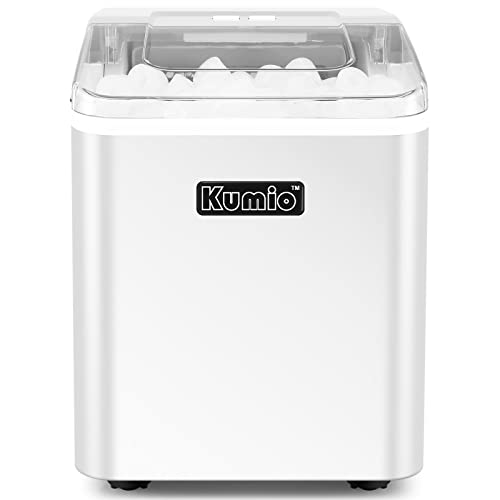 KUMIO Macchina per il ghiaccio da banco, 9 proiettili di ghiaccio pronto in 6 8 minuti, 12 kg/24 ore, macchina per il ghiaccio silenziosa portatile autopulente con paletta e cestello, bianco : Amazon.it: Casa e cucina