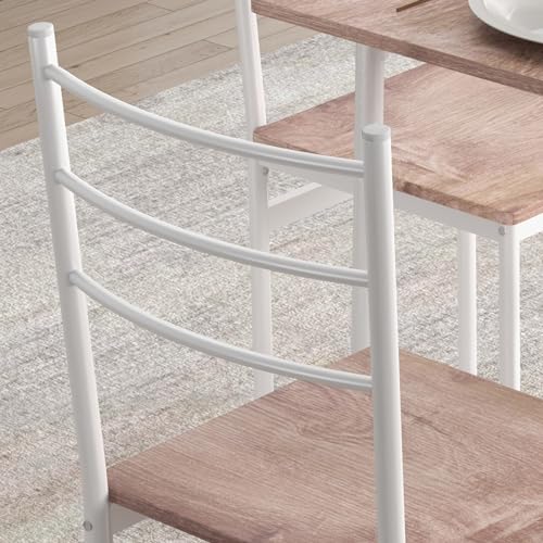 HOMCOM Set da pranzo, tavolo da pranzo con 4 sedie da cucina, salva spazio, set da pranzo, set da pranzo per cucina, in acciaio, marrone : Casa e cucina