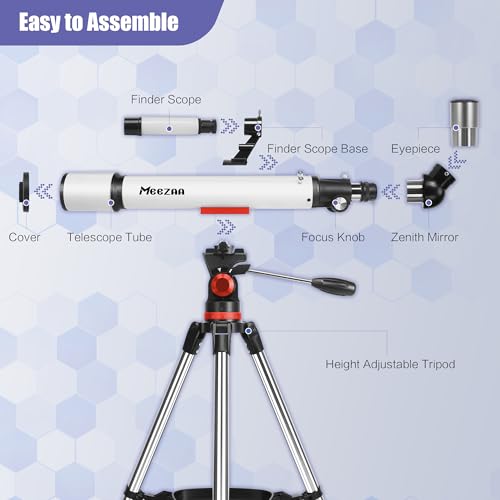 MEEZAA Telescopio, Telescopio Astronomico Professionale Adulti, 70/700mm AZ Telescopio Rifrattore per Bambini e Principianti, Telescopio portatile e potente 28x 210x con Treppiede, Adattatore Telefono : Elettronica