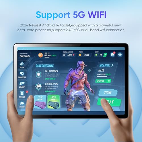 Weelikeit Tablet FHD da 11 pollici, Android 14, 6 GB di RAM   8 GB di RAM espandibile, memoria da 128 GB, doppia fotocamera posteriore da 13 MP, batteria da 7000 mAh : Informatica