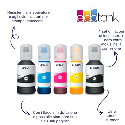 EPSON EcoTank ET 5170 stampante Multifunzione A4 (stampa, copia, scansione, Fax) USB, Wi Fi, Wi Fi Direct, Ethernet, display LCD 6,1 cm, ADF, serbatoi flaconi alta capacità, Smart Panel, fronte/retro : Amazon.it: Informatica