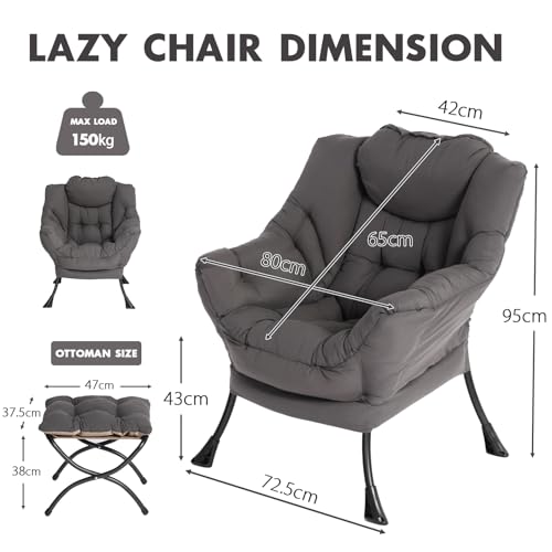 AIMEZO Poltrona Rilassante Poltrona da Soggiorno con Poggiapiedi, Sedia Pigra Poltrona Moderna in Tessuto per il Tempo Libero Poltrona con Tasca Laterale, Grigio : Amazon.it: Casa e cucina