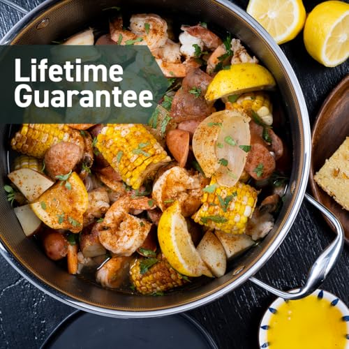 HexClad Pentola ibrida antiaderente da 10 litri con coperchio in vetro temperato, lavabile in lavastoviglie, adatta a induzione, compatibile con tutti i piani cottura : Amazon.it: Casa e cucina