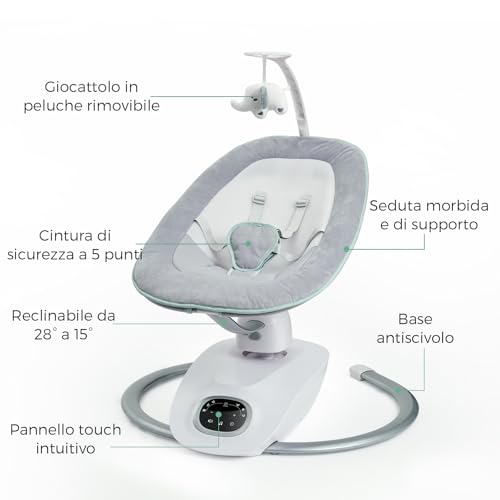 Momcozy CocoSway Altalena Elettrica per Neonati e Bambini, Movimento 3D con 6 Modalità e 4 Velocità, Telecomando, 8 Ninne Nanne Preimpostate, Fino a 9 kg : Amazon.it: Prima infanzia