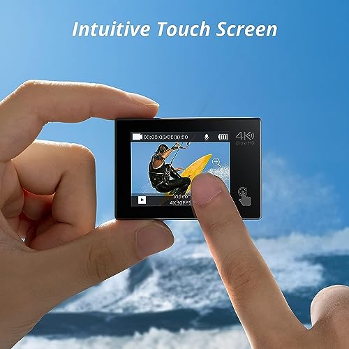 AKASO Brave 4 Pro Action Cam 4K 40M con Scheda di Memoria U3 da 64GB, Videocamera 20MP WiFi 170° Grandangolare Doppio Schermo EIS Stabilizzazione, Touch Screen, 5x Zoom : Elettronica