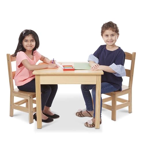 Melissa & Doug   Tavolo e Sedie in Legno | Mobili per Bambino | Arredo Cameretta Bambino | Set da 3 Pezzi | 3  | Regalo per Bambine e Bambini : Casa e cucina