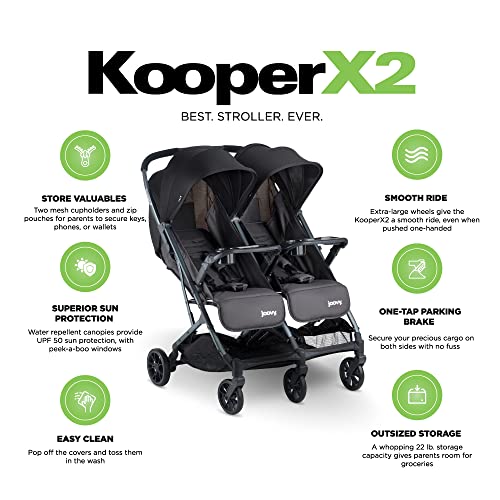 Joovy Kooper X2 doppio passeggino, passeggino leggero, pieghevole compatto con vassoio, grigio : Prima infanzia