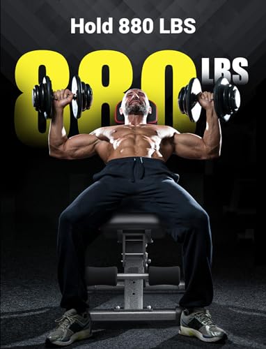 YOLEO Max   Panca per pesi regolabile fino a 399,2 kg, panca pieghevole per pesi con asta a pressione/testa estesa per palestra a casa/allenamento completo del corpo, panca da allenamento a 90 gradi : Sport e tempo libero
