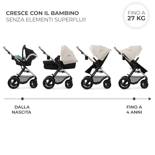 Kinderkraft MOOV2 Trio passeggino neonati 3 in 1 fino 26 kg, con Ovetto I SIZE 40 75 cm, Carrozzina reversibile fronte mamma e strada, Schienale regolabile, Ruote gonfiabili, Grigio : Amazon.it: Prima infanzia