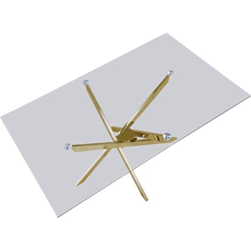 Meridian Furniture Xander Collection Modern | Tavolo da pranzo moderno in vetro temperato con base in metallo resistente, 152,4 x 91,4 x 76,2 cm, finitura oro : Casa e cucina
