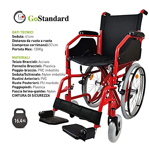GOVITA Carrozzina Pieghevole Per Passaggi Stretti, Ideale Per I Passaggi In Ascensore_Gostreet Slim 40 Cm   Telaio Doppia Crociera In Acciaio Sedia A Rotelle Pieghevole Slim : Amazon.it: Salute e cura della persona