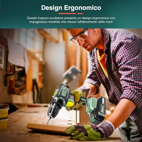 Set Trapano a Percussione con 13 Accessori inclusi e 2 Velocità   Batteria 2Ah, Mirino LED, 20V, Ideale per Fai Da Te e Lavori Professionali : Amazon.it: Fai da te