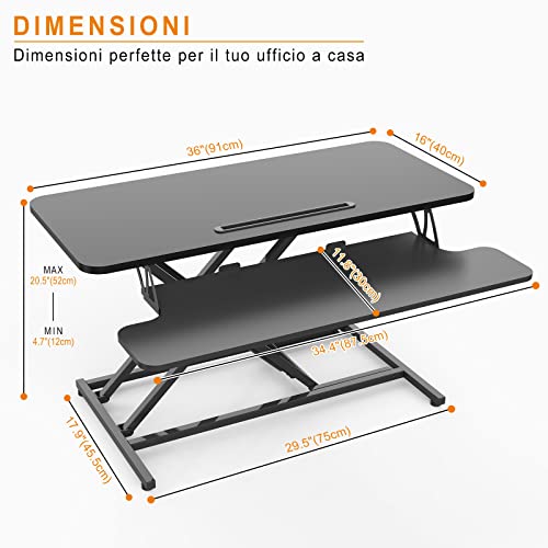 ERGOMAKER Convertitore Standing Desk, 36 x 16 pollici Regolabile in Altezza, Convertitore Rapido Standing Desk : Casa e cucina