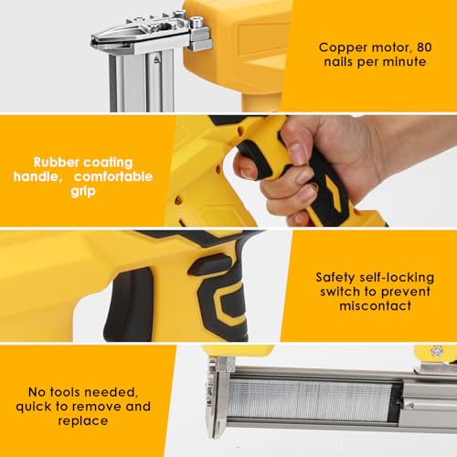 Pistola per unghie a batteria, compatibile con batteria al litio Dewalt 20 V, 2 in 1, con 500 chiodi dritti e 500 chiodi a forma di U, per legno/tessuto/moquette (senza batteria) : Amazon.it: Fai da te