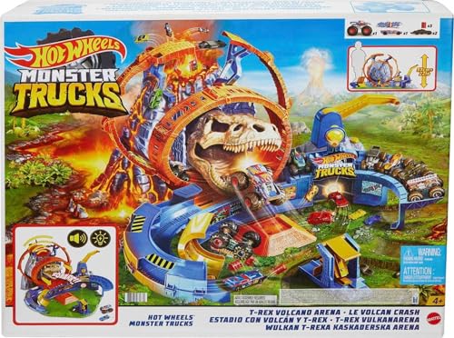 Hot Wheels   Playset Monster Trucks Arena Vulcano con Luci, Suoni e 2 Veicoli e 2 Lanciatori, Giocattolo per Bambini 4 Anni, GYL14 : Giochi e giocattoli