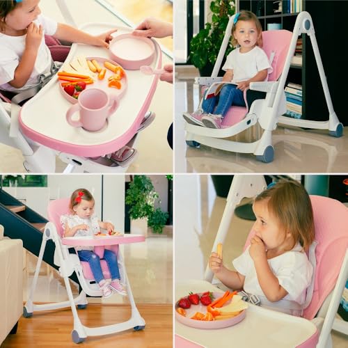 Seggiolone in alluminio per bambini, rosa : Prima infanzia