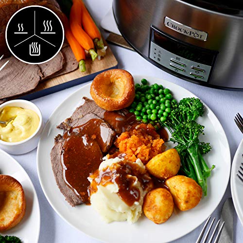 Crock pot Pentola per Cottura Lenta, Slow Cooker, Extra Large 7.5 litri, fino a 10 Persone, Spegnimento Automatico, 2 Impostazioni Cottura e Funzione Warm automatica, 230 W, Ceramica, Argento : Amazon.it: Casa e cucina