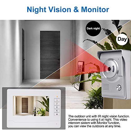 Kadongli KDL Video Citofono Videocitofono Intelligente Telefono Porta Videocitofono Campanello 7 Pollici Telecamera IR Esterna Impermeabile con Monitor per la Casa (3 Monitor) : Fai da te