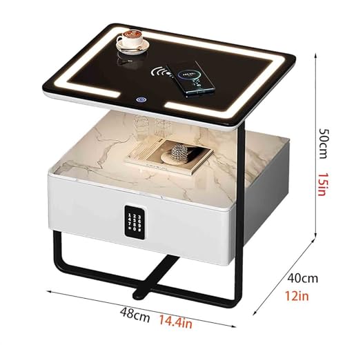 Comodino con Stazione di Ricarica Comodino con Prese E Porte USB Ricarica Wireless Intelligente con Luce Tattile A LED con Cassetti E Barra Luminosa Tavolo in Vetro Temperato (Color : Light Gray, Si : Amazon.it: Casa e cucina