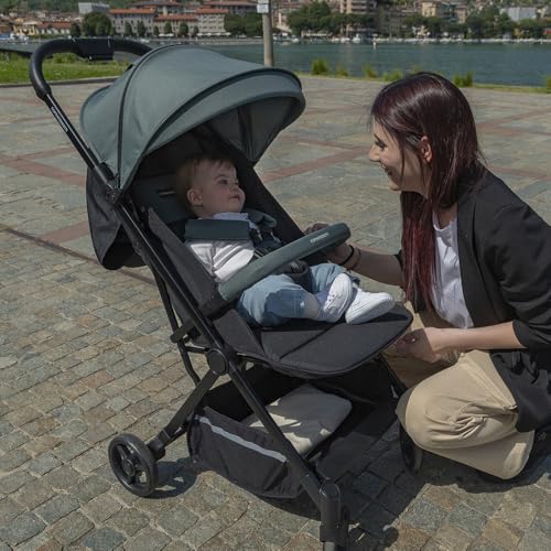 Foppapedretti Passeggino Compatto Voilà, per bambini 0 22 Kg (0 4 anni), Chiusura ad 1 mano, Self Standing, Schienabile Regolabile, Trasportabile, Porta Oggetti, Telaio in Alluminio, Marina : Prima infanzia